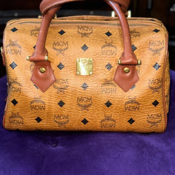 MCM BOSTON BAG COGNAC MONOGRAM - Picture 1 of 15